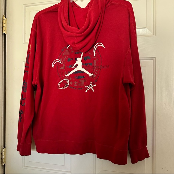 Men's Air Jordan Brand Red Legacy FIBA Pullover Hoodie Hooded Sweatshirt Size XL - Picture 5 of 8